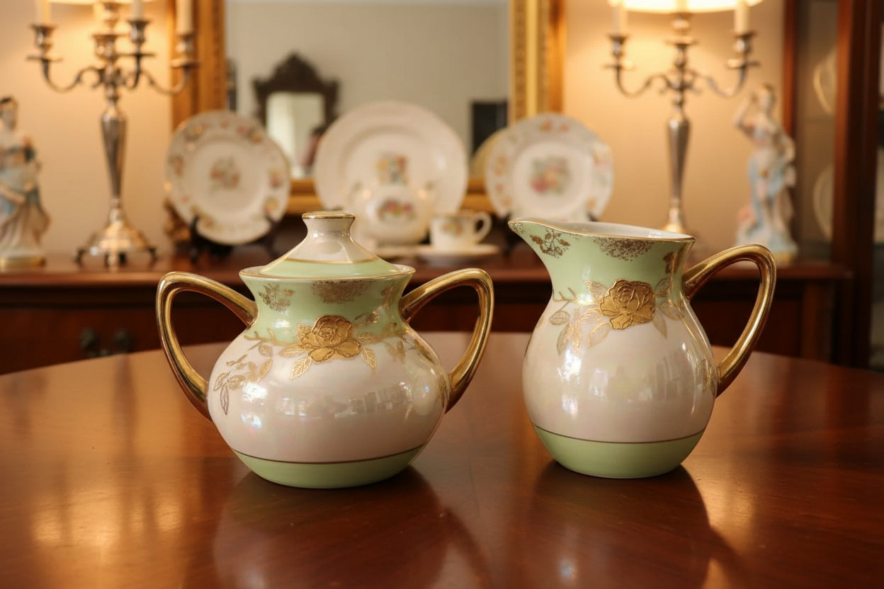 Nippon Yoko Boeki Lusterware Sugar and Creamer Set