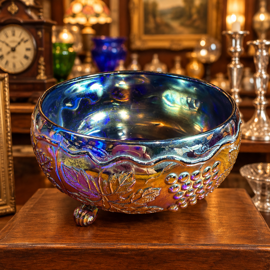 Fenton Blue Carnival Glass Fernery