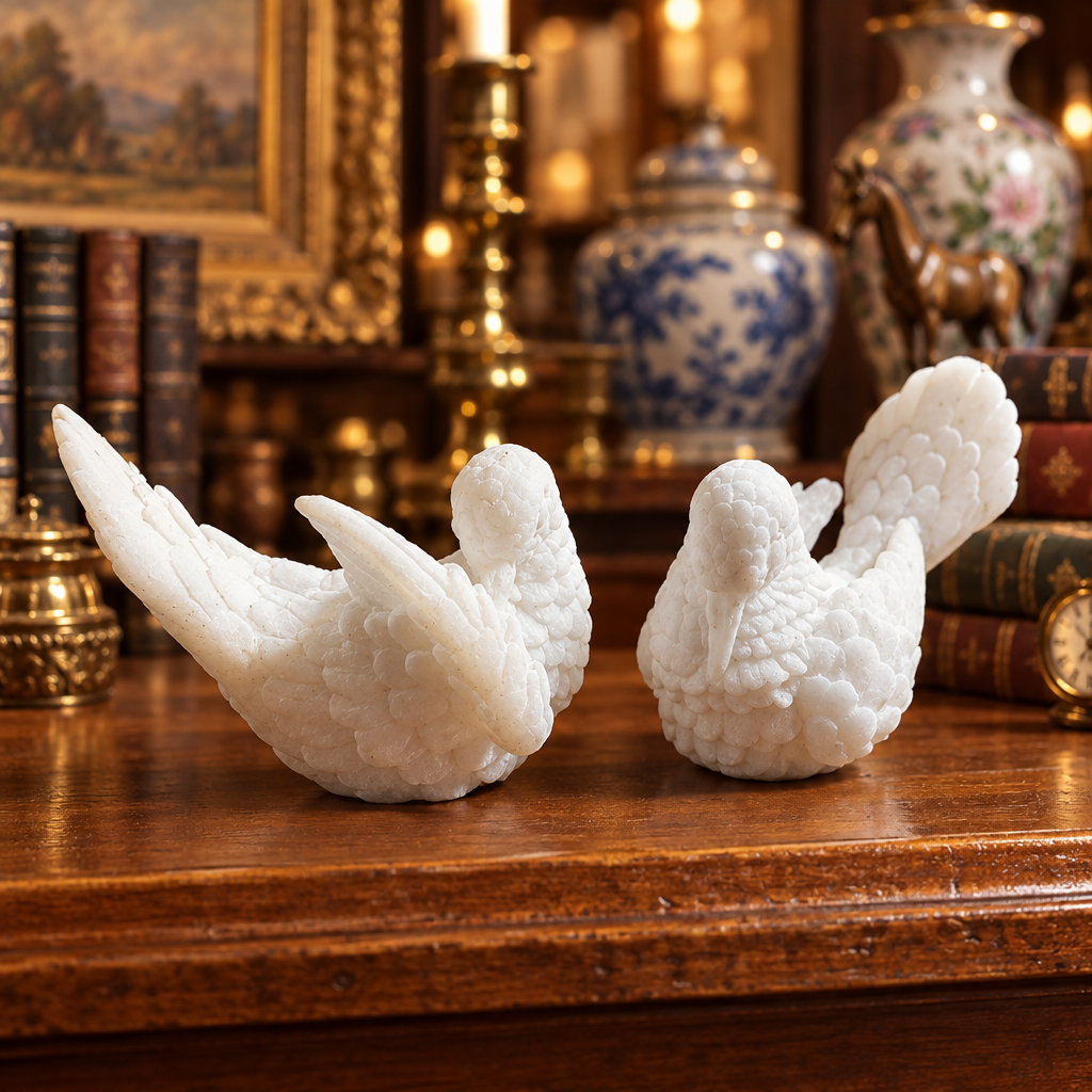 Santini Carved Alabaster Doves