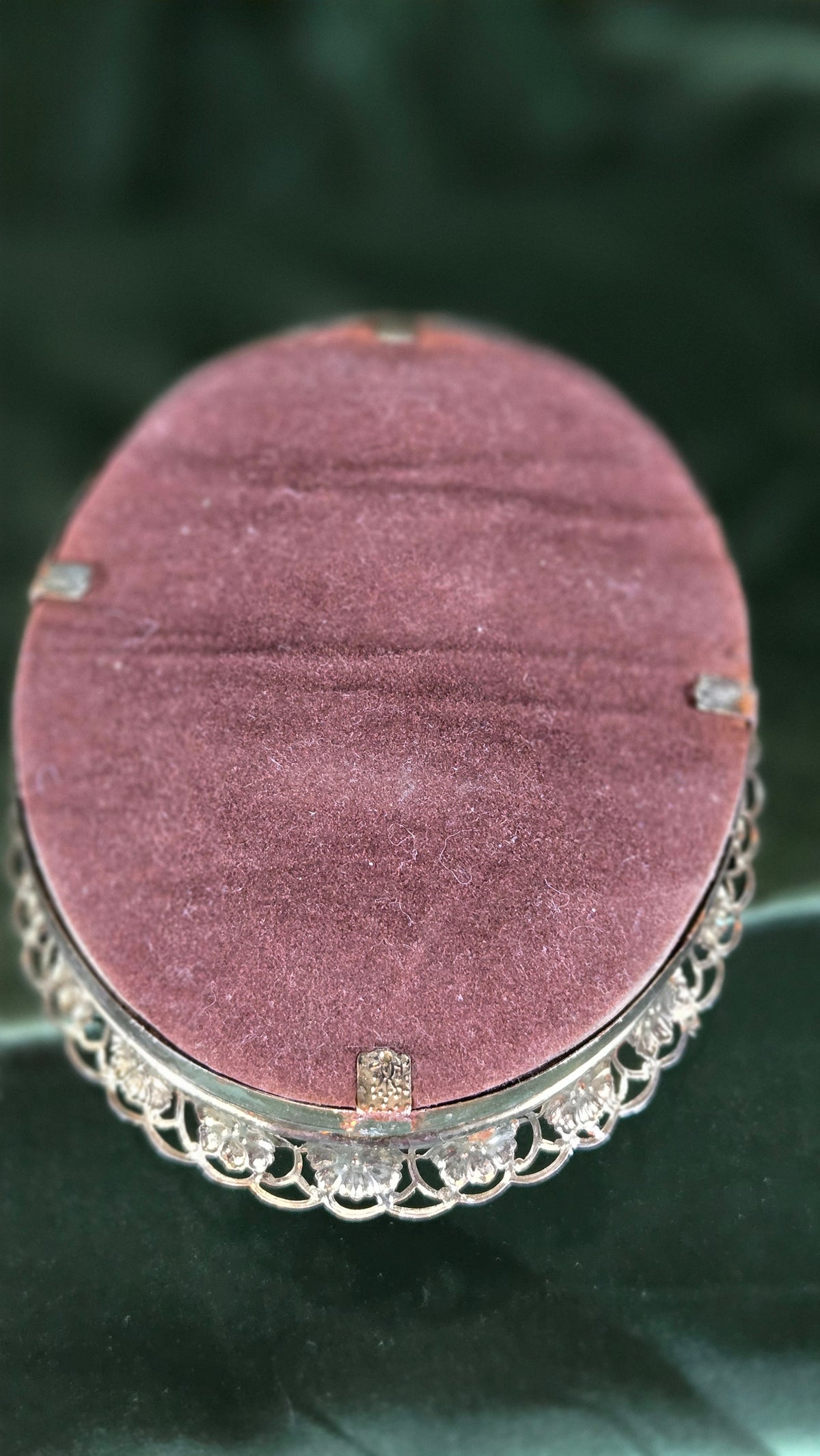 Vintage Brass Filigree Mirrored Vanity Tray