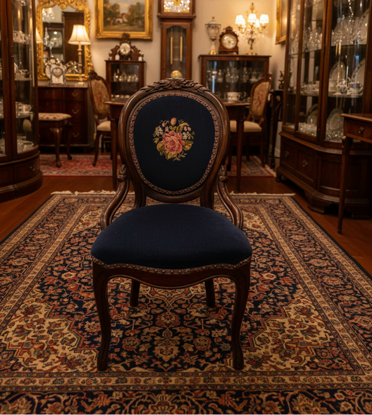 Victorian Walnut Needlepoint Parlor Chair