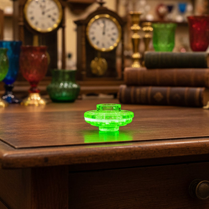 Uranium Glass Flower Frog