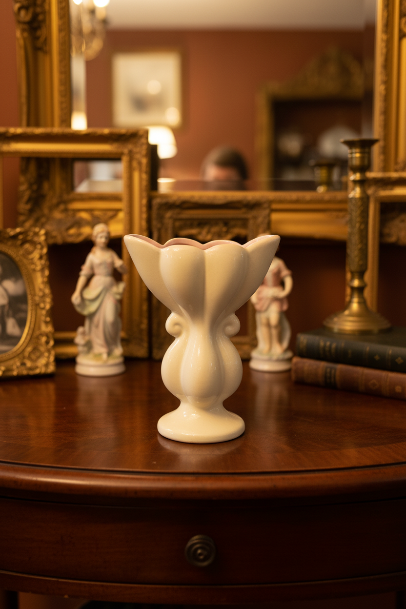 White ceramic vase with a decorative design on a textured surface