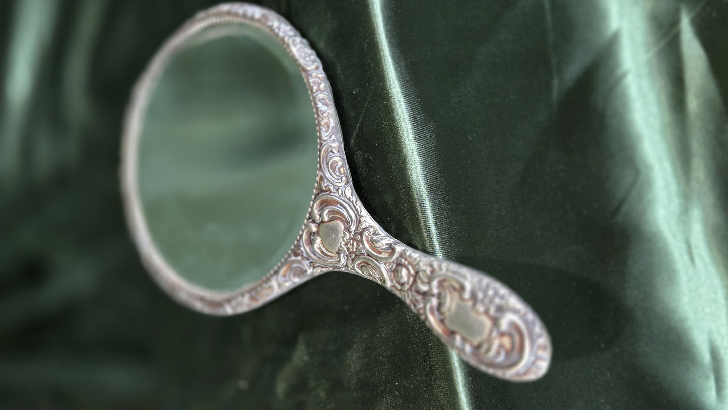 Victorian Repousse Hand Mirror