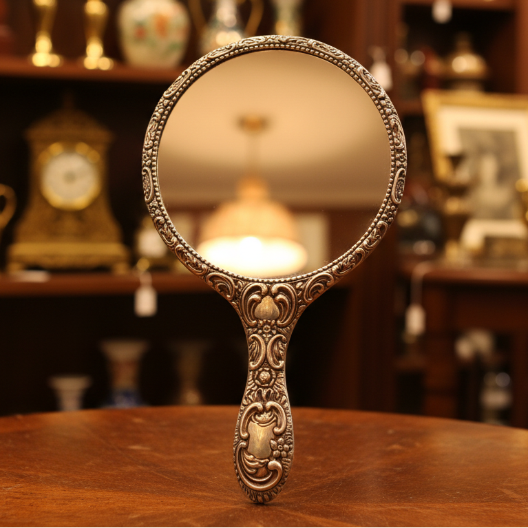 Victorian Repousse Hand Mirror