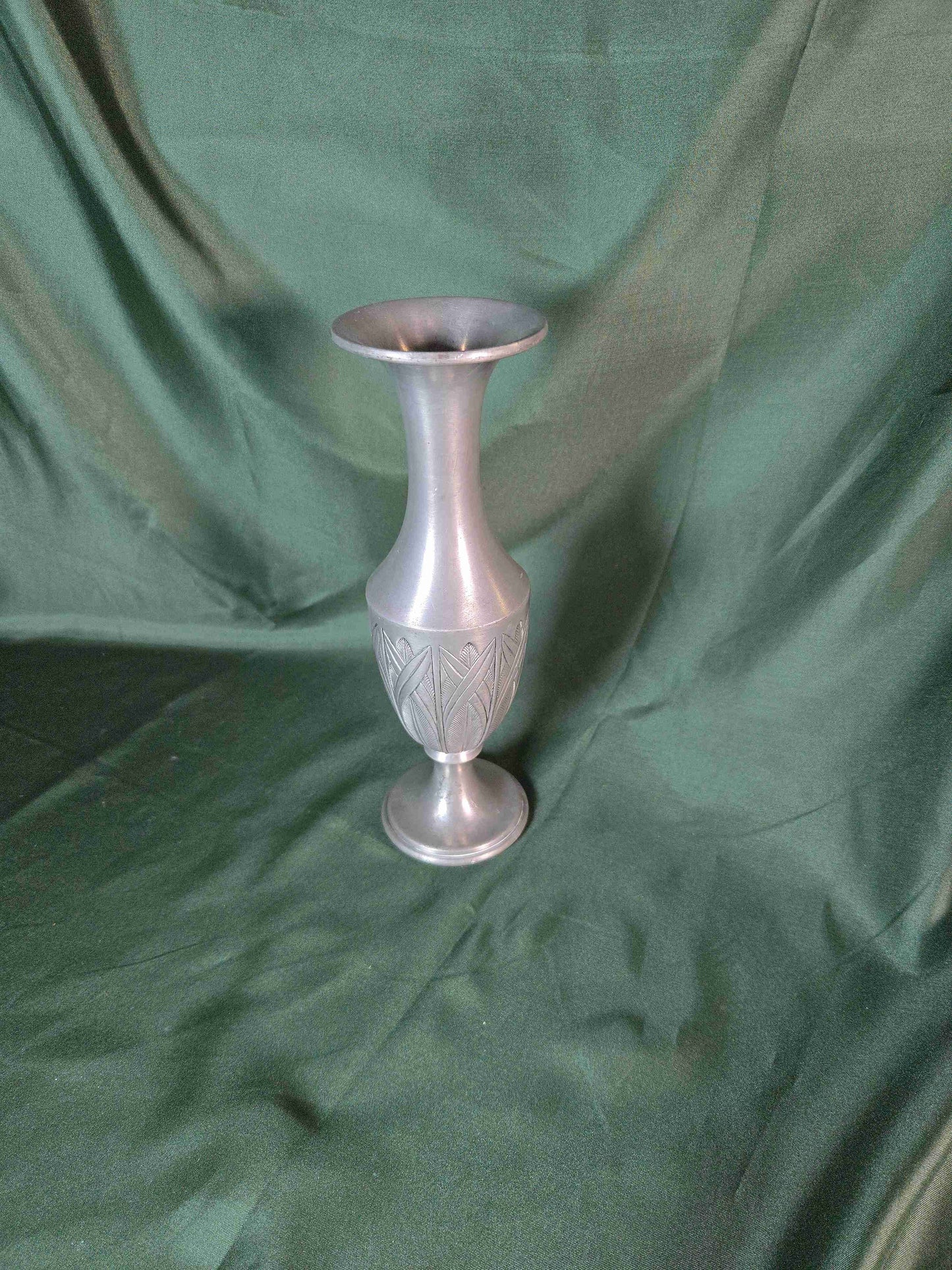 Etched Pewter Vase