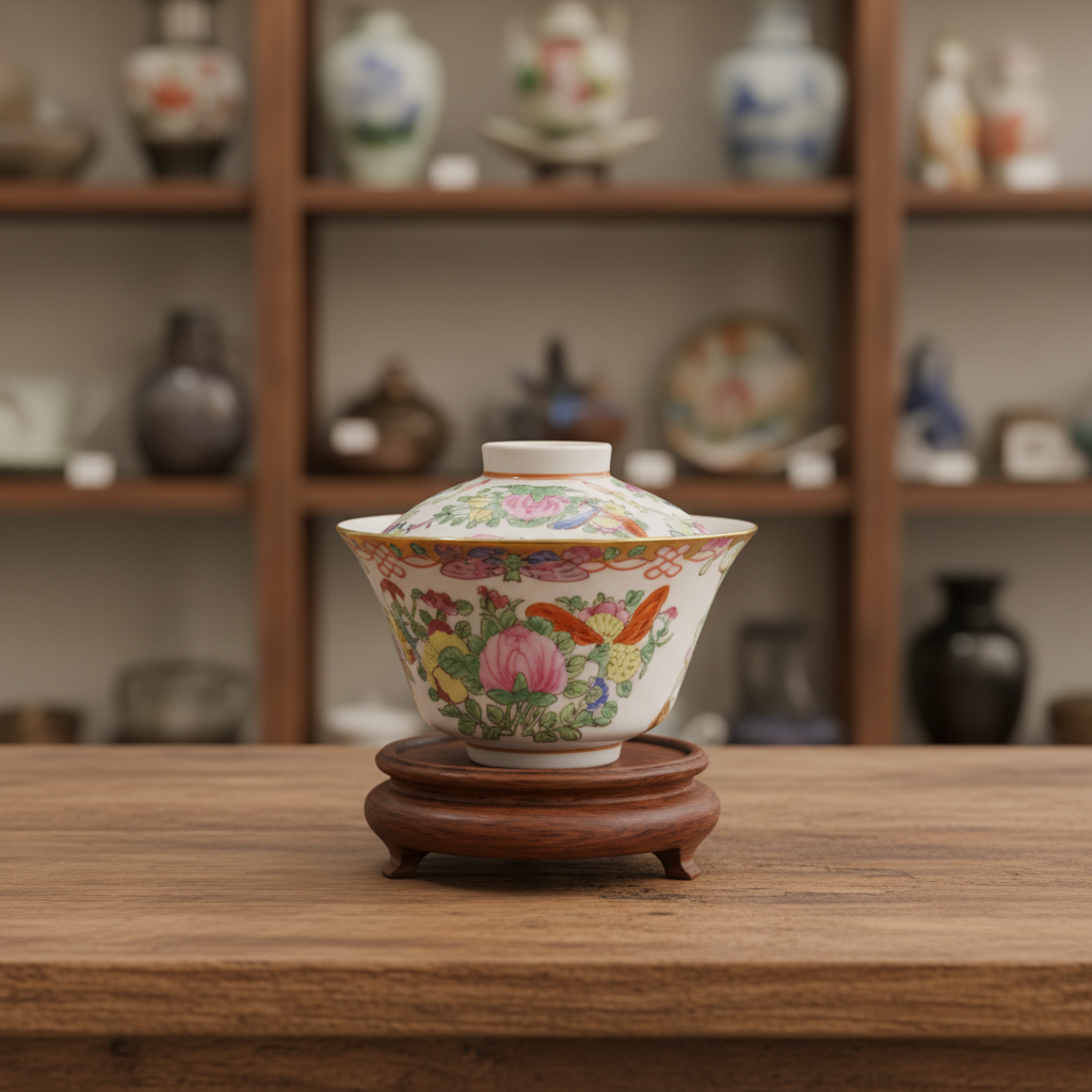 Famille Rose Teacup Bowl with Lid