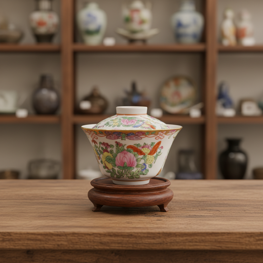 Famille Rose Teacup Bowl with Lid