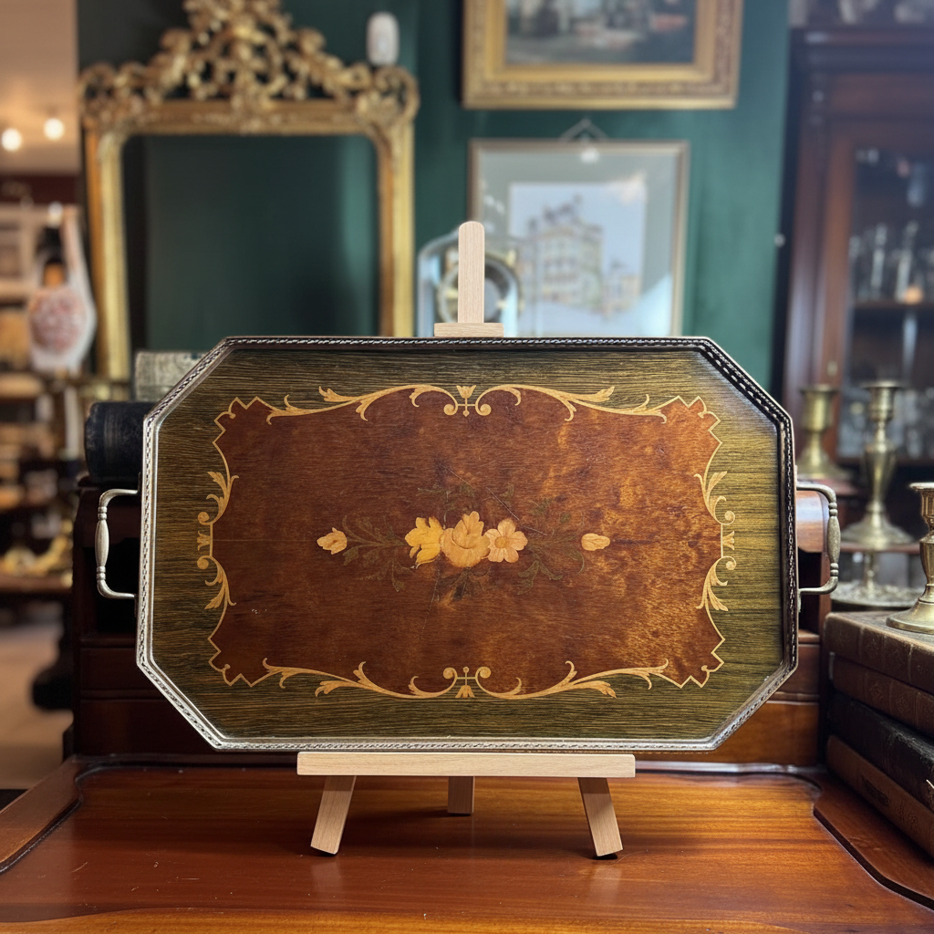 Italian Marquetry Wood Serving Tray