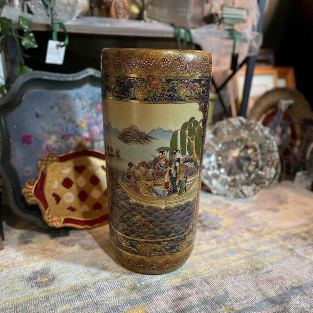 Meiji Satsuma Ceramic Umbrella Stand