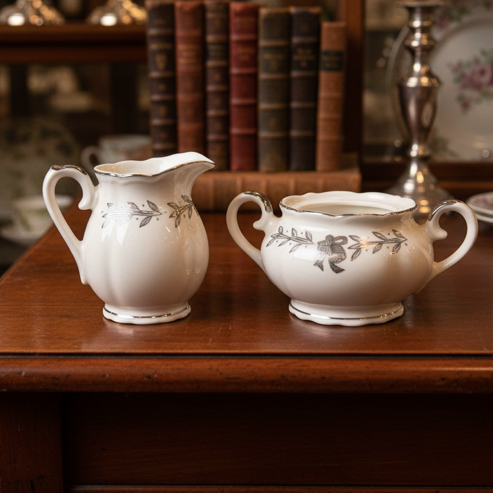 Lefton China 25th Anniversary Creamer Set