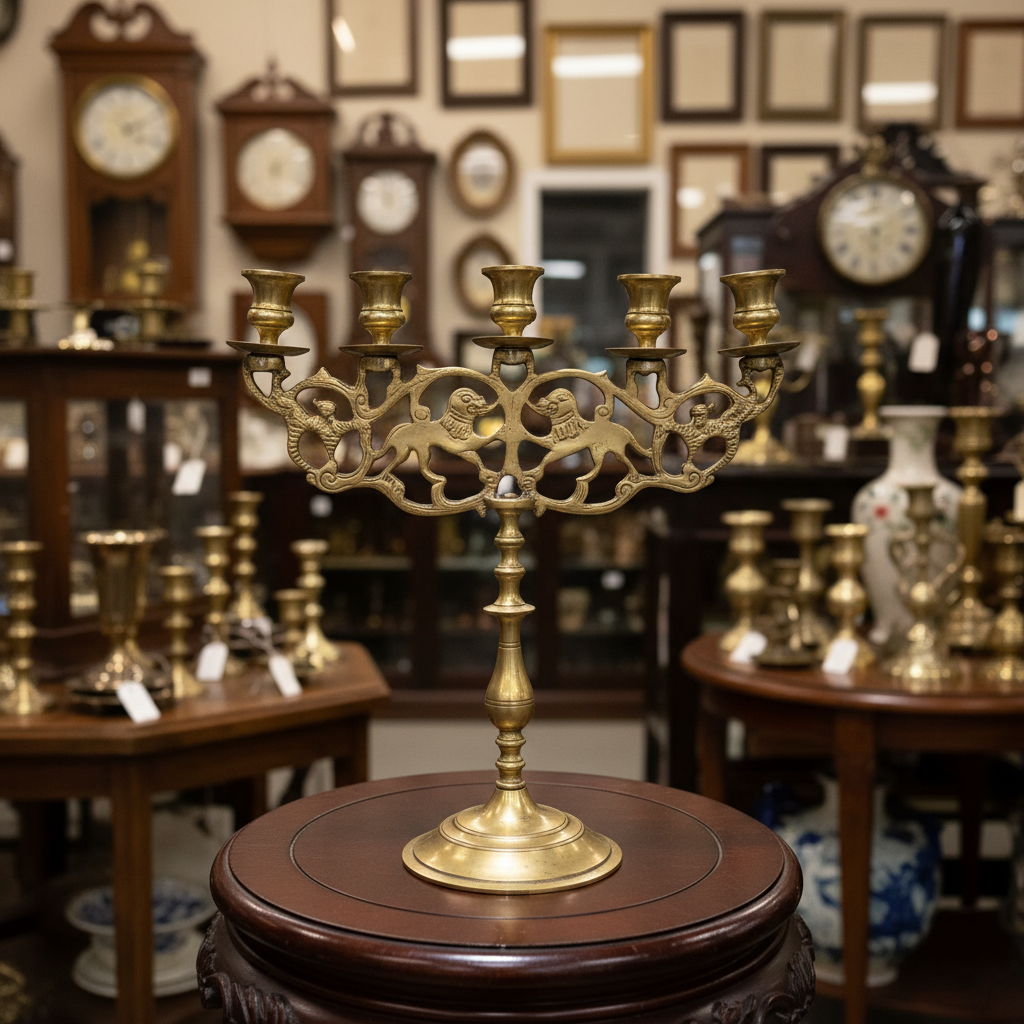 Brass Lions of Judah Candelabrum