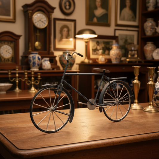Decorative Blue Metal Bicycle with Basket