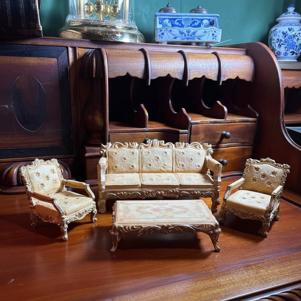 Vintage Rococo Miniature Living Room Set