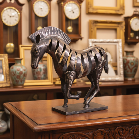 Modern Metal Zebra Sculpture