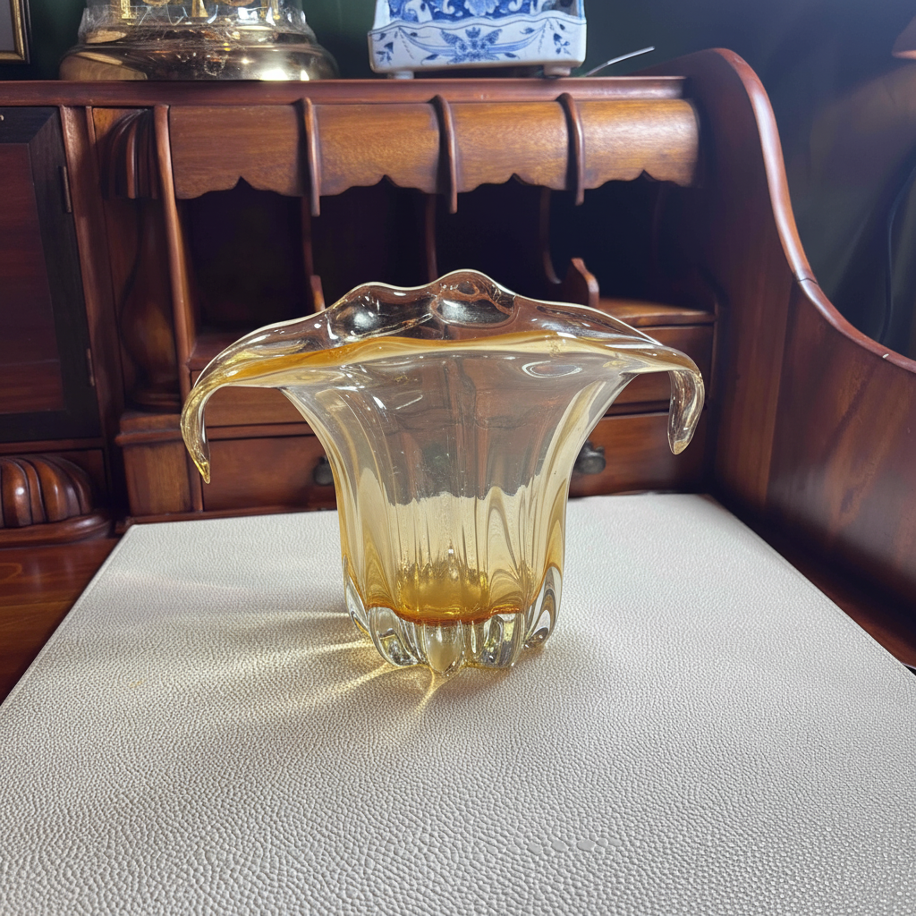 Murano Citrine Art Glass Vase