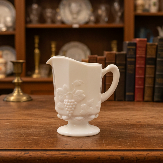 Westmoreland Paneled Grape Milk Glass Creamer