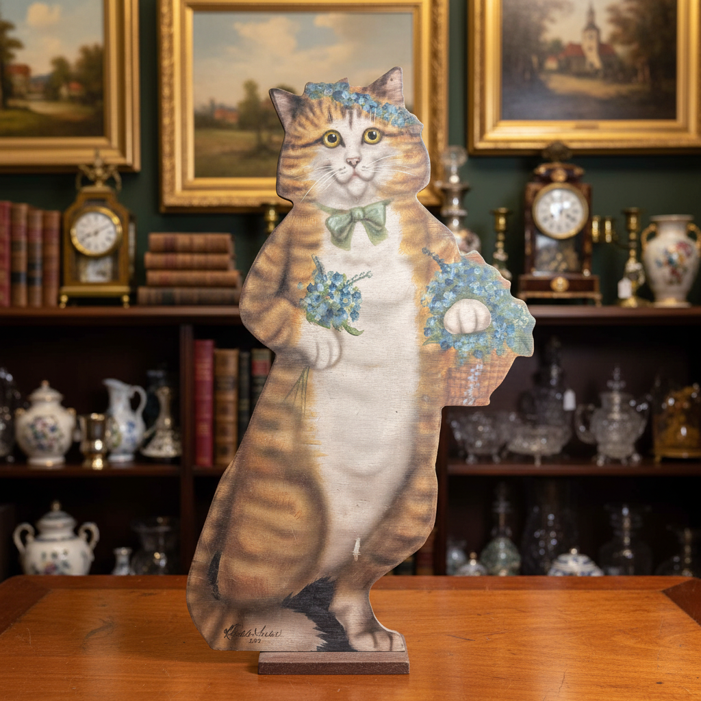 Ragendale Tucker Hand-Painted Wooden Cat