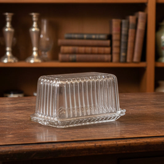 Curio - Ribbed Glass Butter Dish