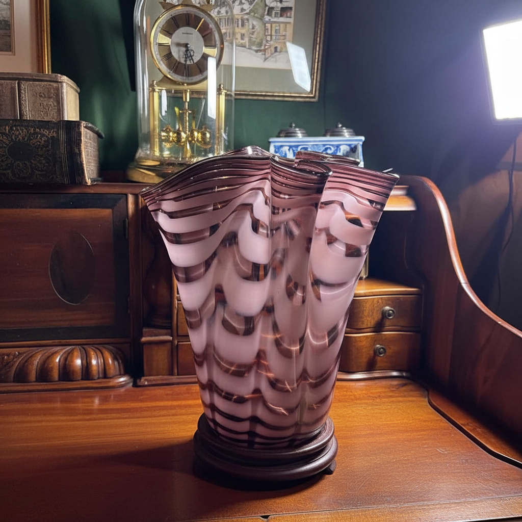 Royal Gallery Amethyst Handkerchief Art Glass Vase