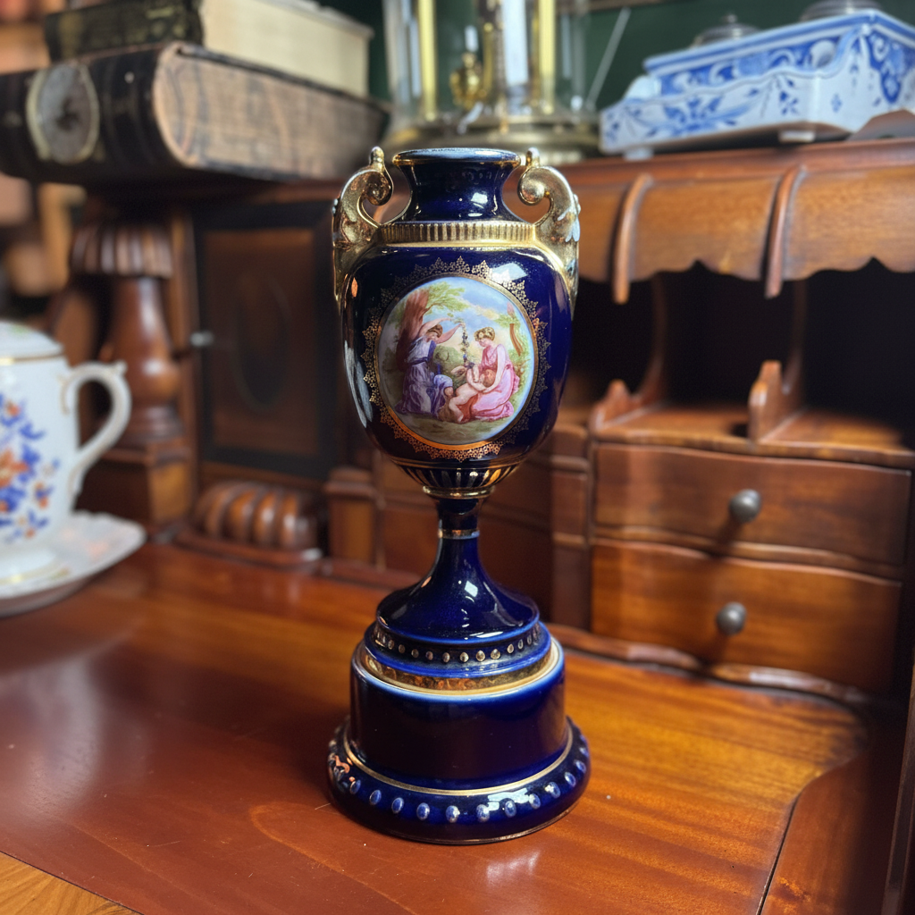 Sevres-Style Cobalt Gilt Porcelain Urn