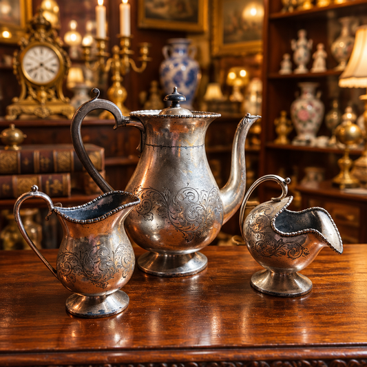 Silverplated Three-Piece Tea Service