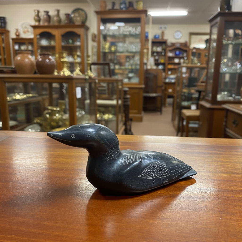 Inuit Soapstone Loon Carving