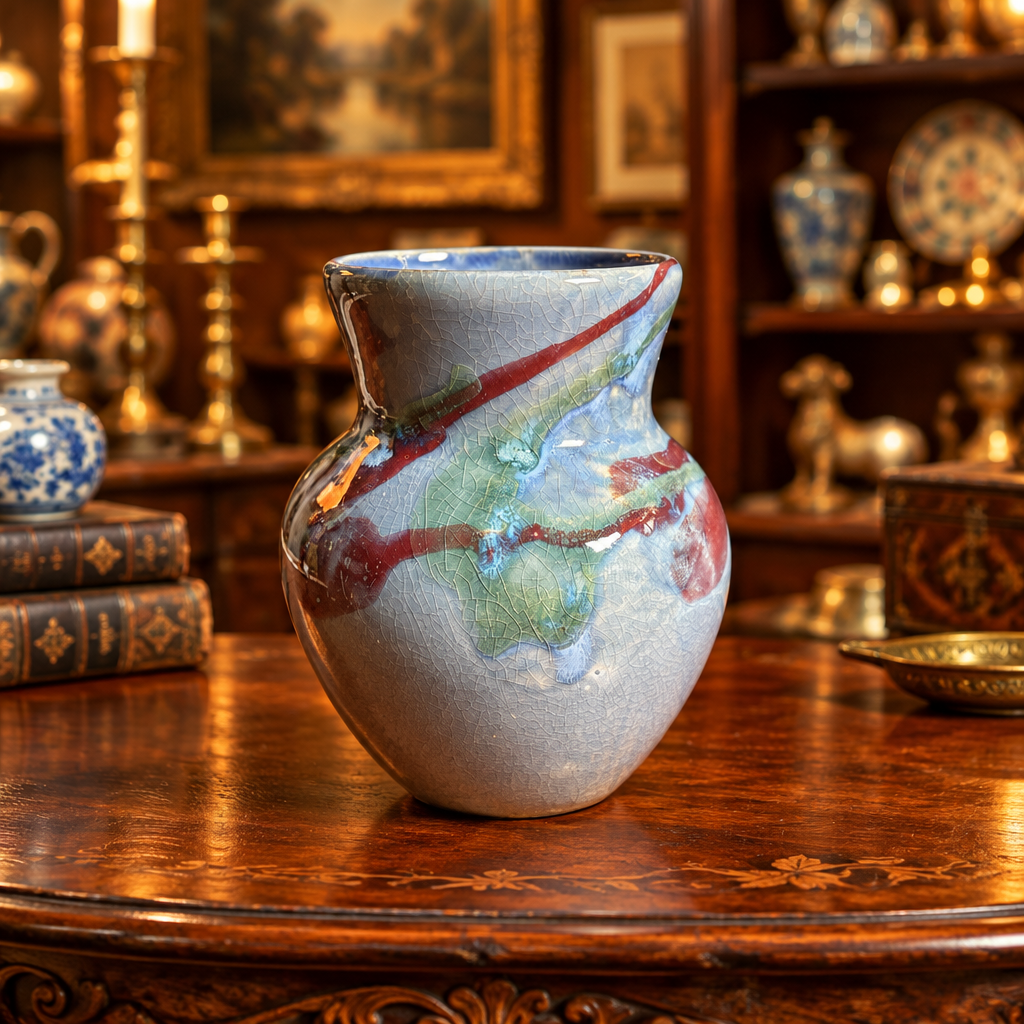 Studio Pottery Crackle Glaze Vase