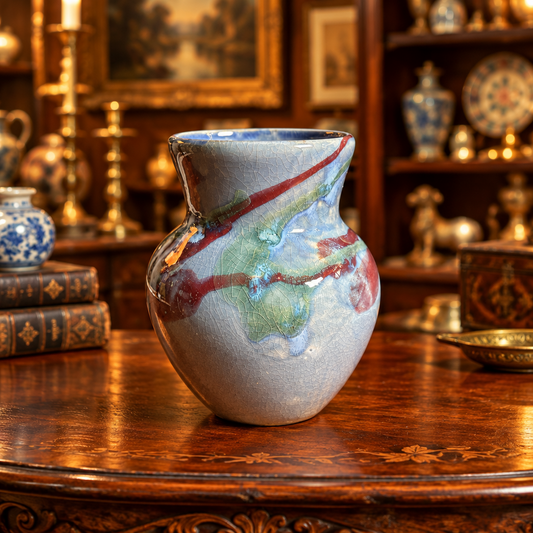 Studio Pottery Crackle Glaze Vase