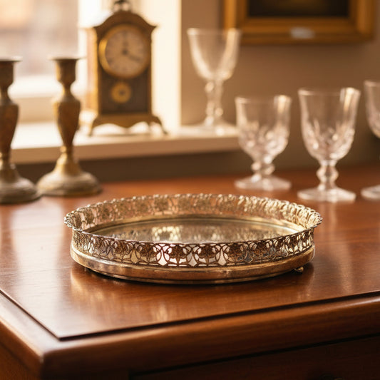 Curio - Vintage Brass Filigree Vanity Tray