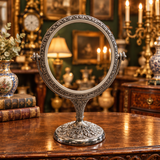 Silver-Plated Pivoting Vanity Mirror