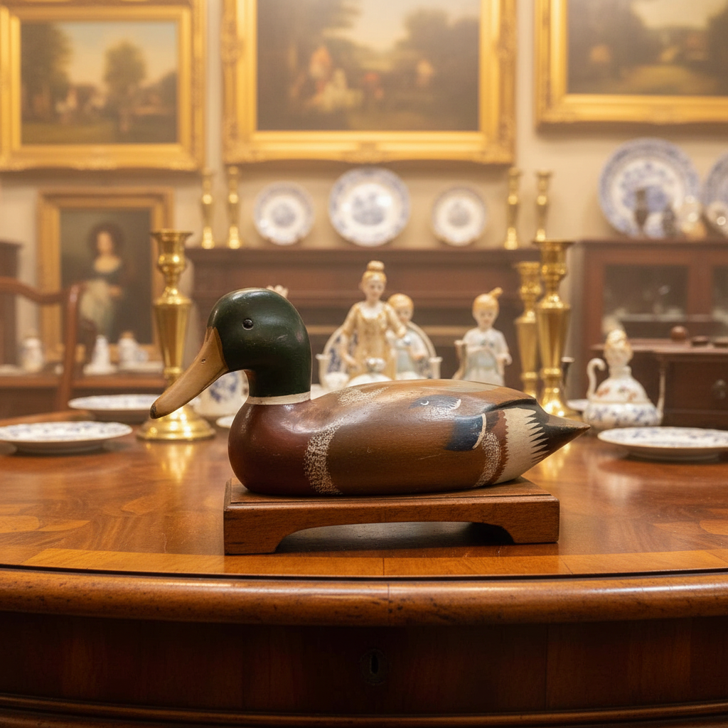 Carved Wooden Mallard Duck Decoy