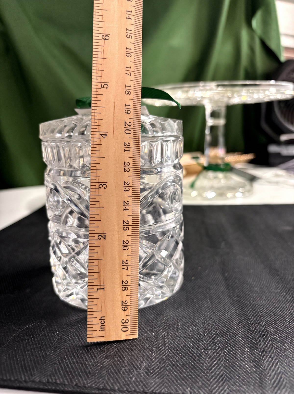 Vintage Lead Crystal Cut Glass Lidded Jar