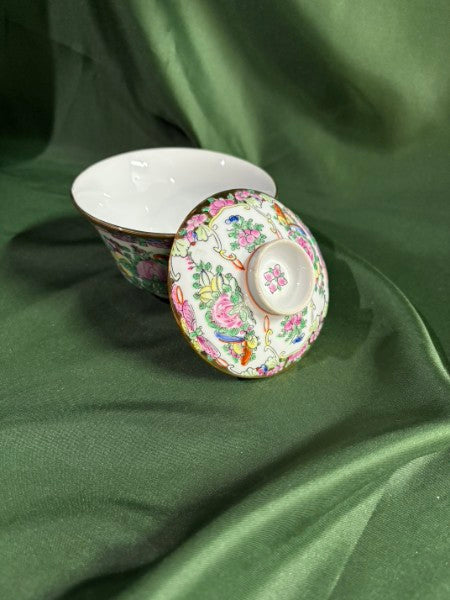 Famille Rose Teacup Bowl with Lid