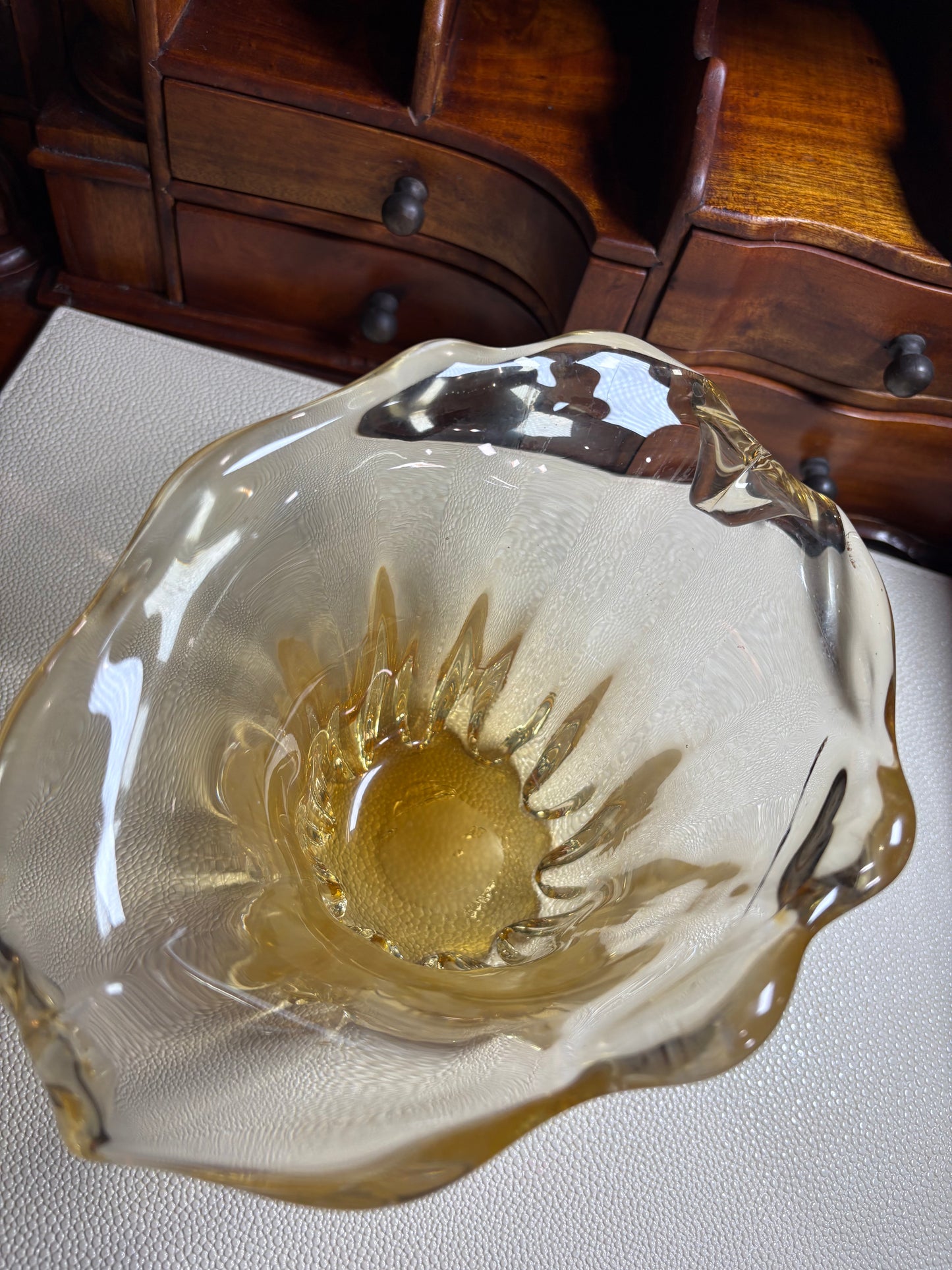 Murano Citrine Art Glass Vase