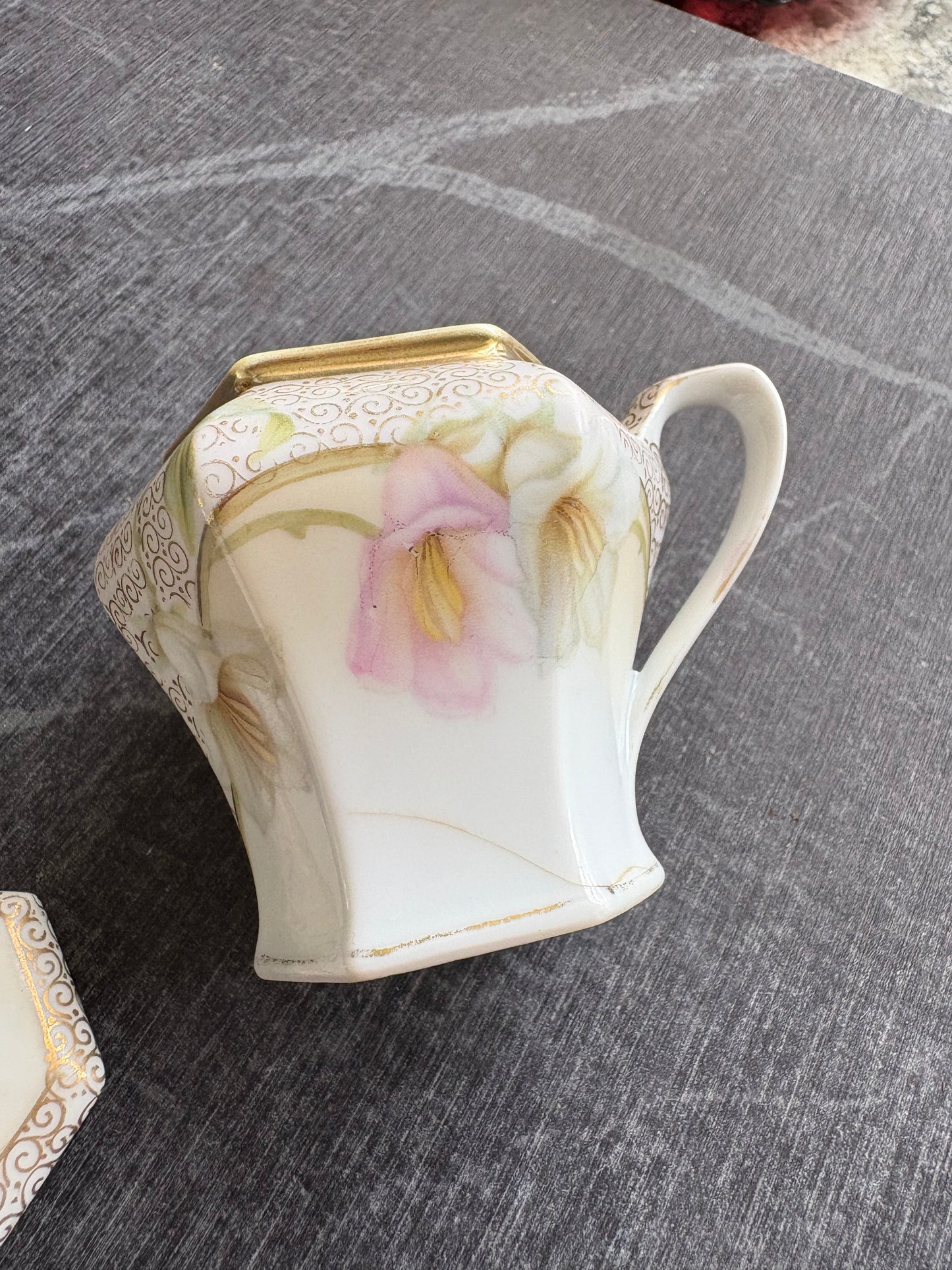 RS Prussia Gilt Porcelain Mustard Pot