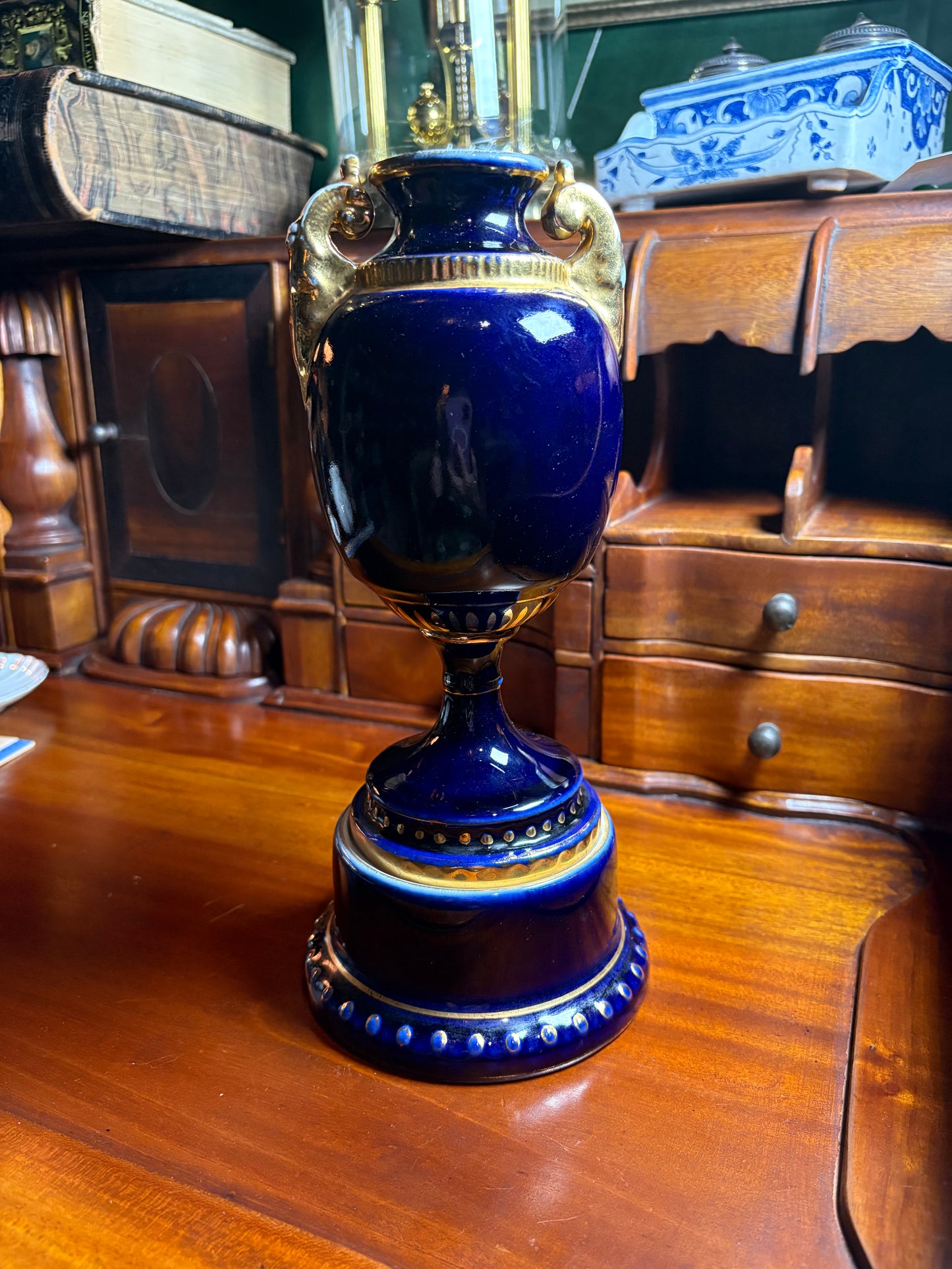 Sevres-Style Cobalt Gilt Porcelain Urn