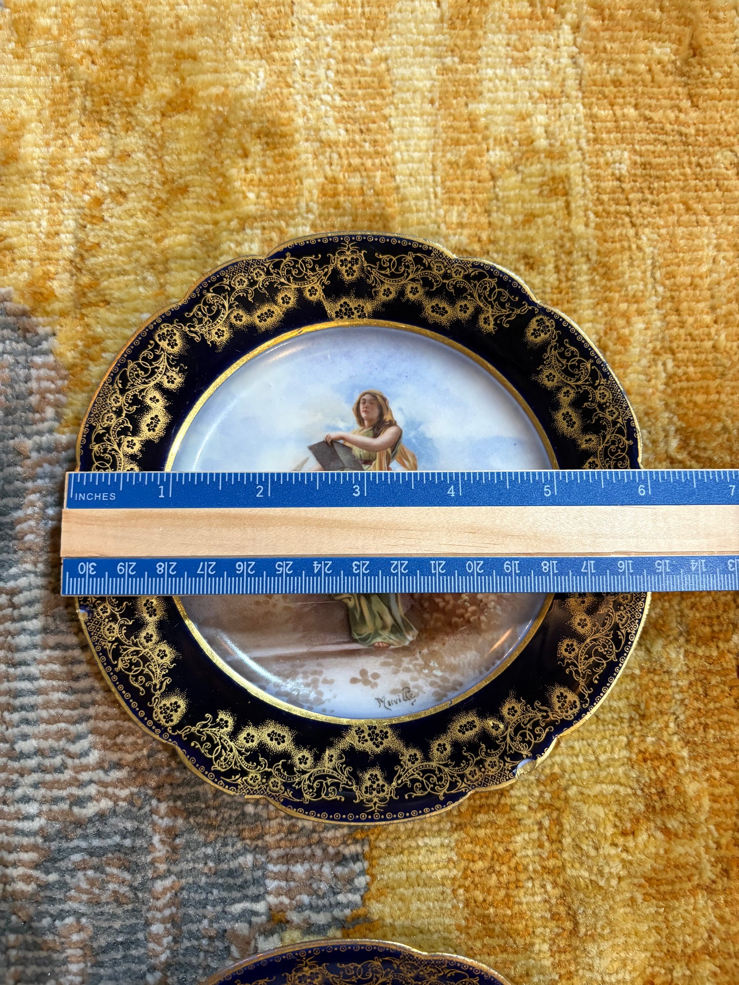 Limoges Cobalt Gilt Portrait Plates