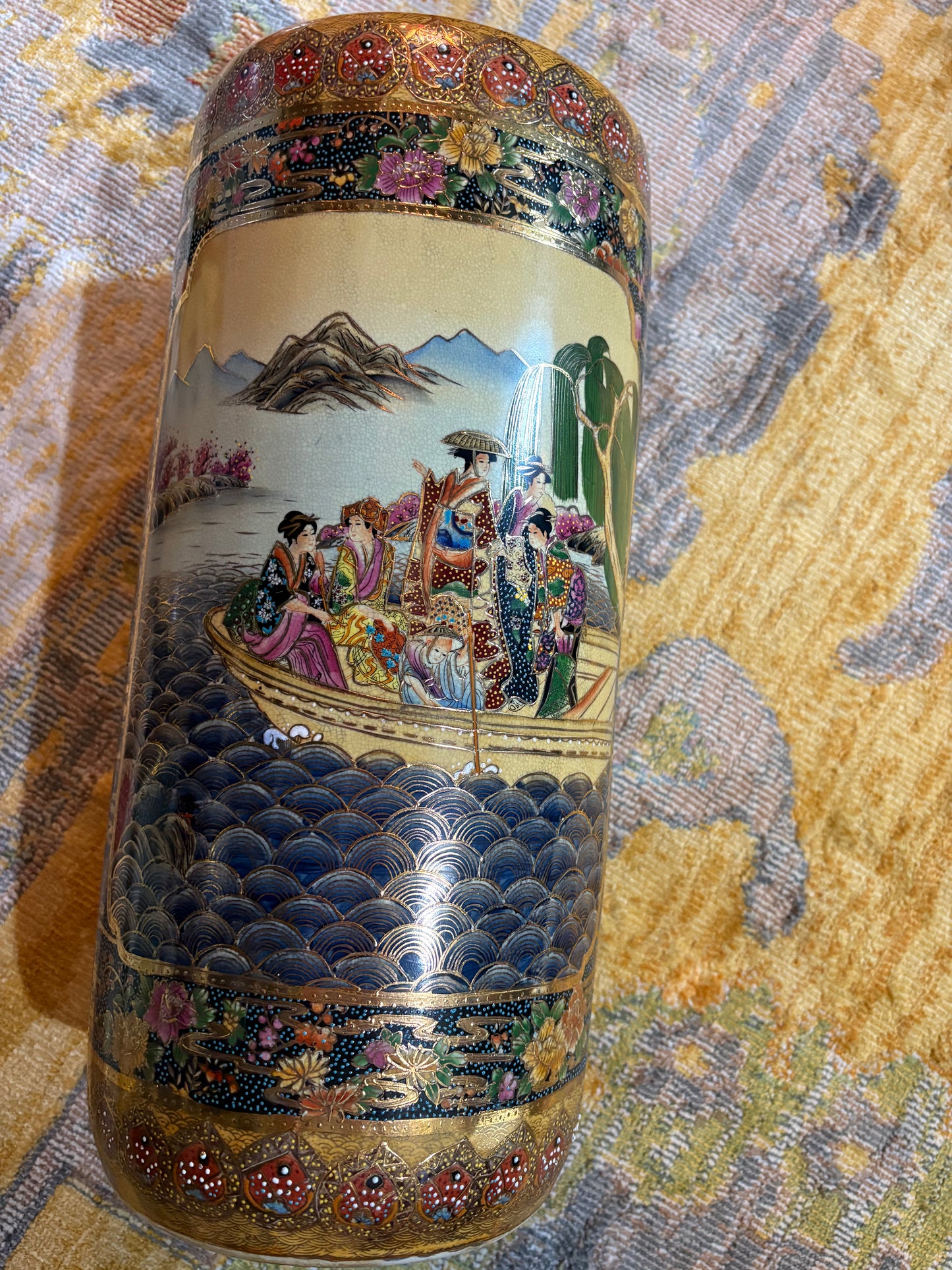 Meiji Satsuma Ceramic Umbrella Stand