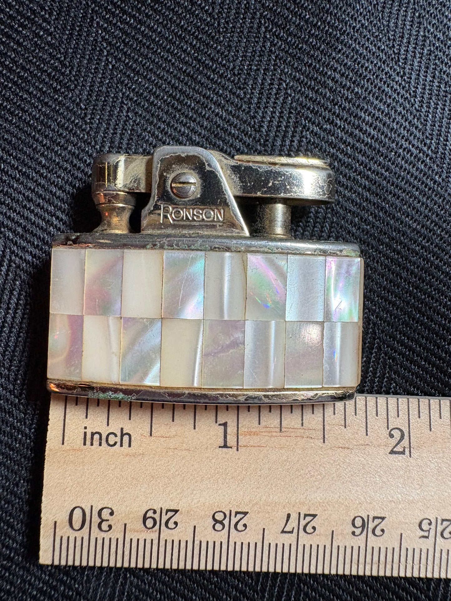 Vintage Ronson Mother-of-Pearl Mosaic Pocket Lighter