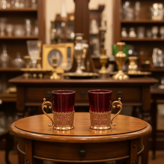 Italian Cranberry Glass Set