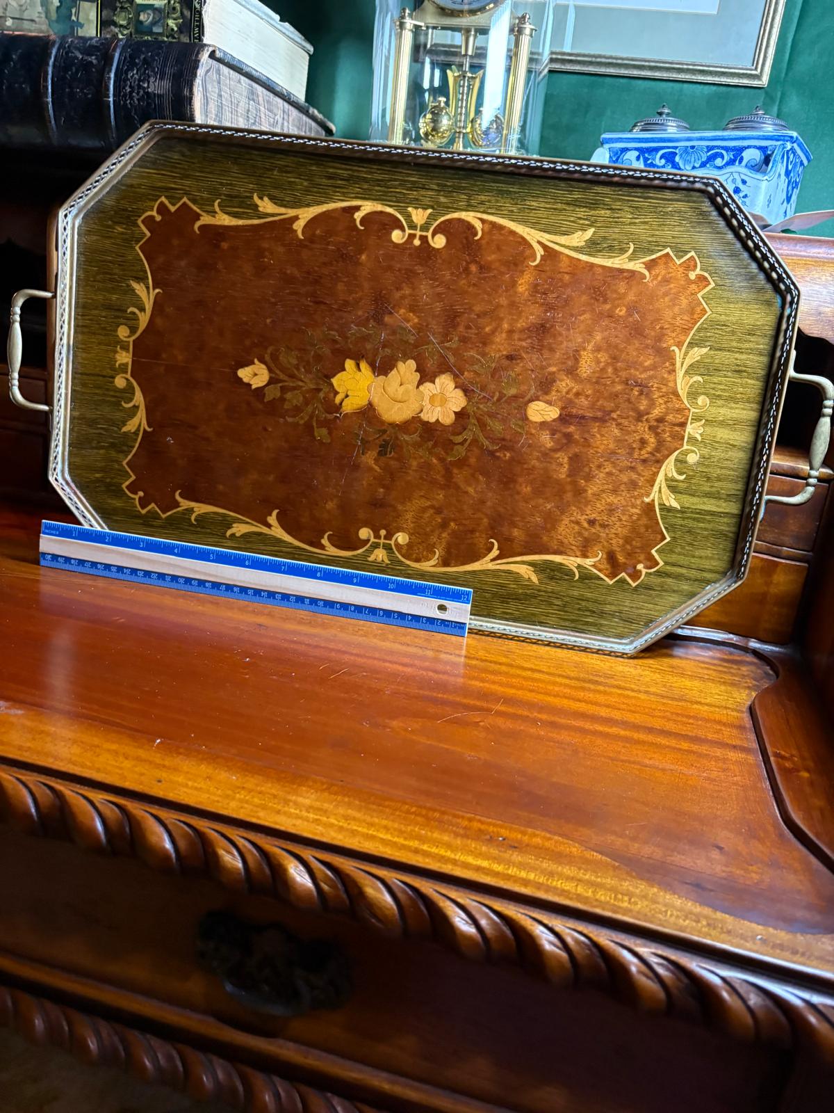 Italian Marquetry Wood Serving Tray
