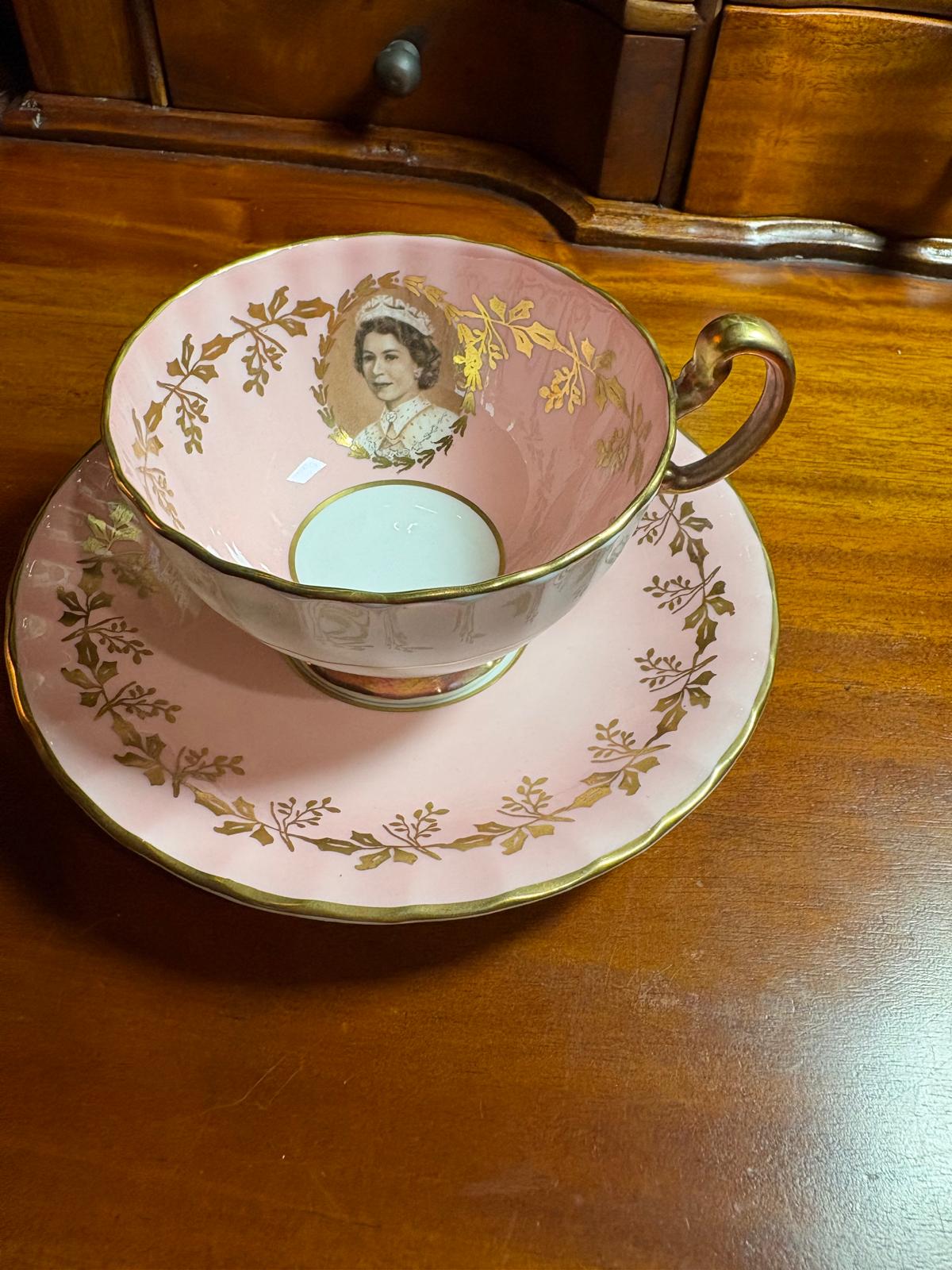 Aynsley Elizabeth Coronation Teacup Saucer