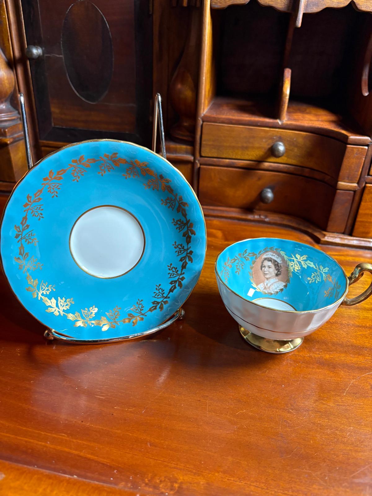 Aynsley Turquoise Royal Commemorative Teacup
