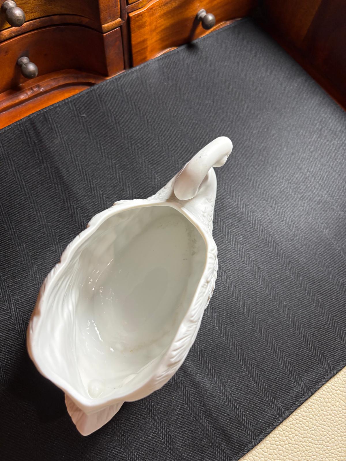 Vintage White Bisque Swan Planter
