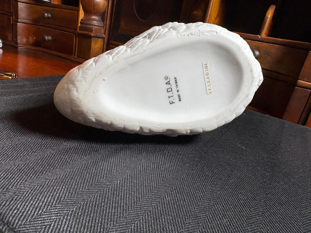 Vintage White Bisque Swan Planter