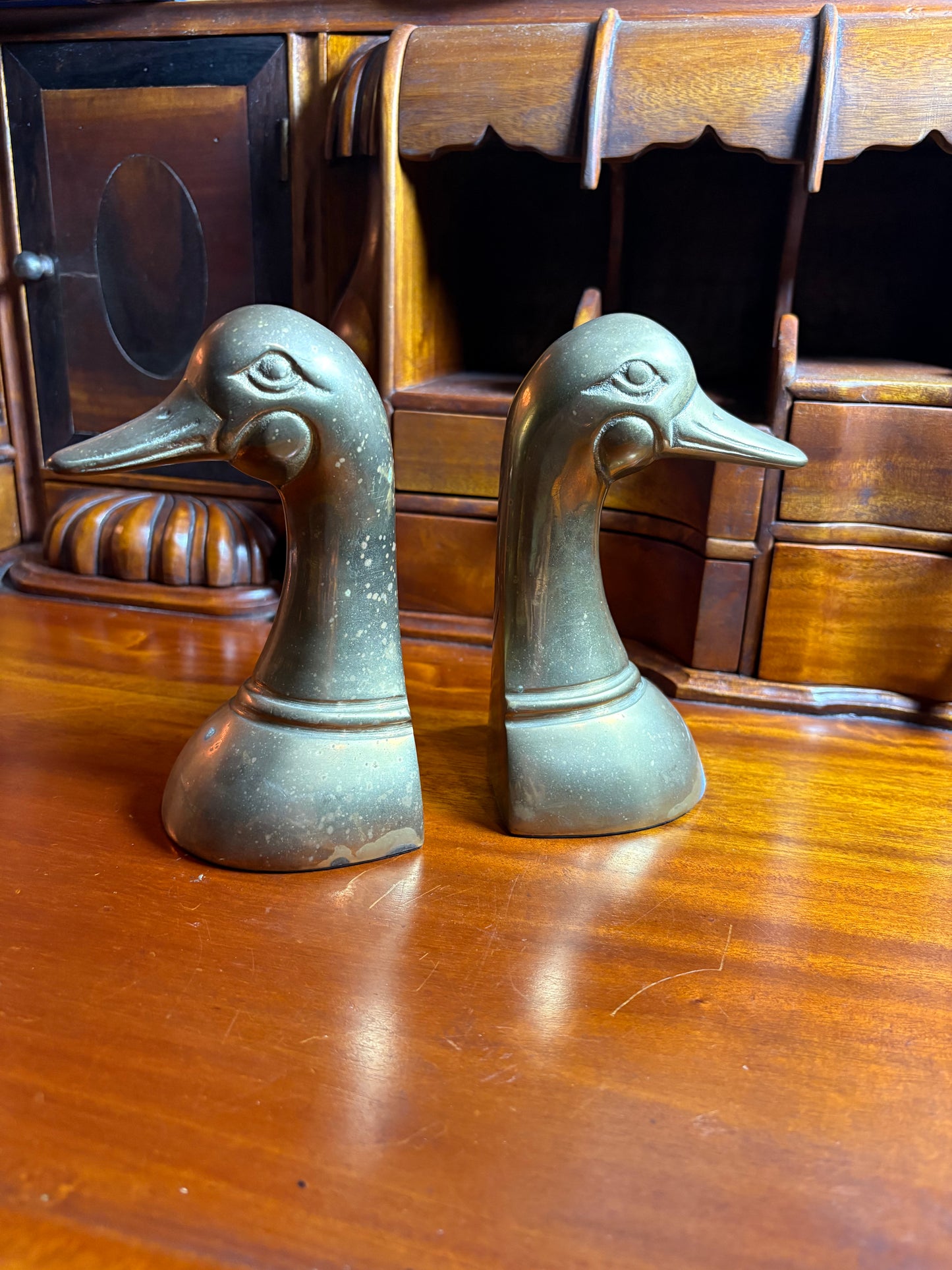 Cast Brass Duck Head Bookends